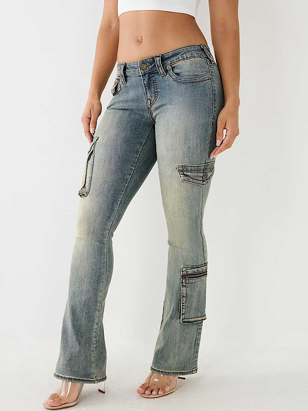 EMMIOL Horseshoe Embroidery Slim Jeans