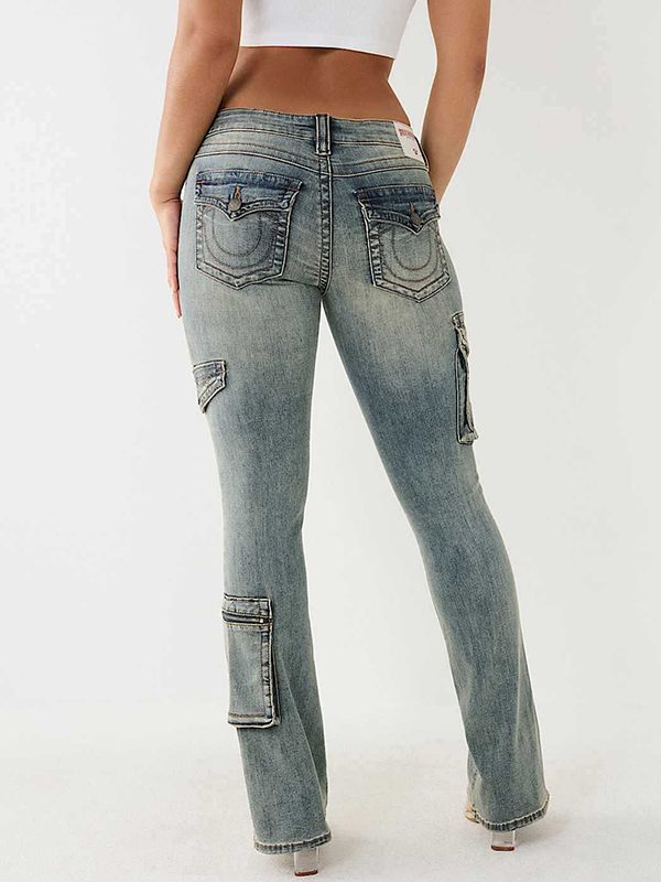 EMMIOL Horseshoe Embroidery Slim Jeans