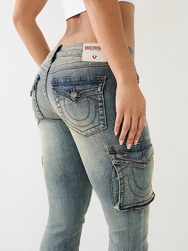 EMMIOL Horseshoe Embroidery Slim Jeans