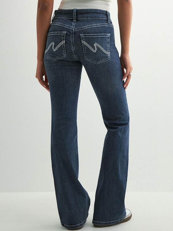 EMMIOL Double-Stitched Seam Slim Jeans