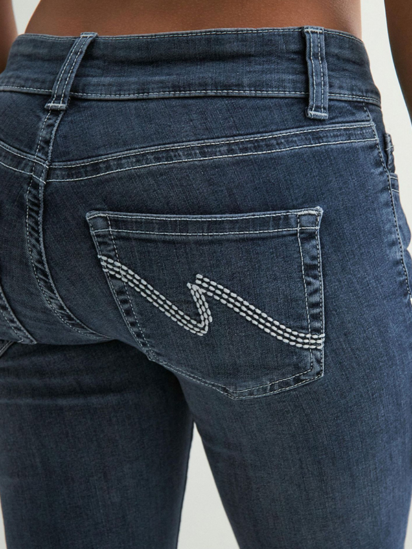 EMMIOL Double-Stitched Seam Slim Jeans