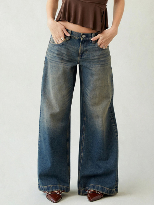 EMMIOL Retro-Boyfriend-Jeans mit niedrigem Bund