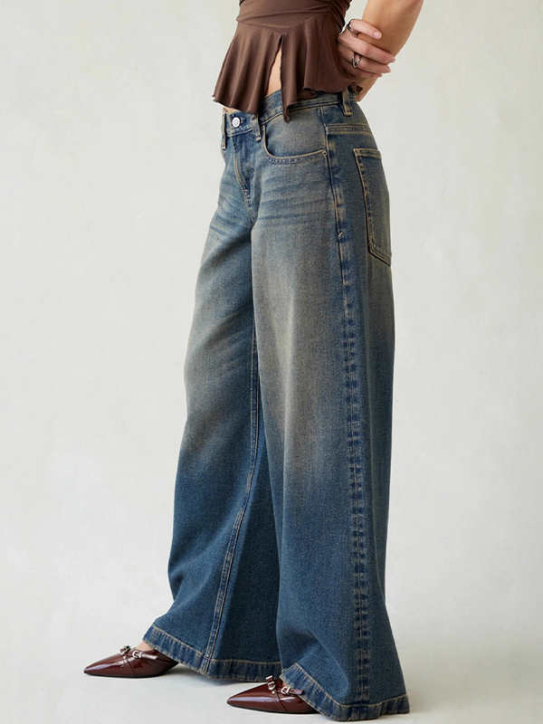 EMMIOL Retro-Boyfriend-Jeans mit niedrigem Bund