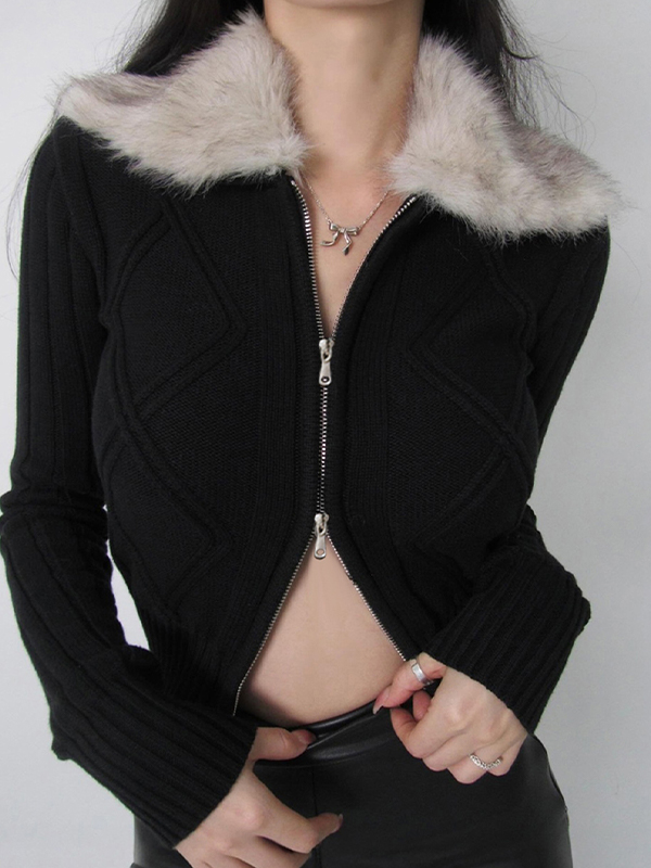 EMMIOL Pelz-Patchwork-Jacke