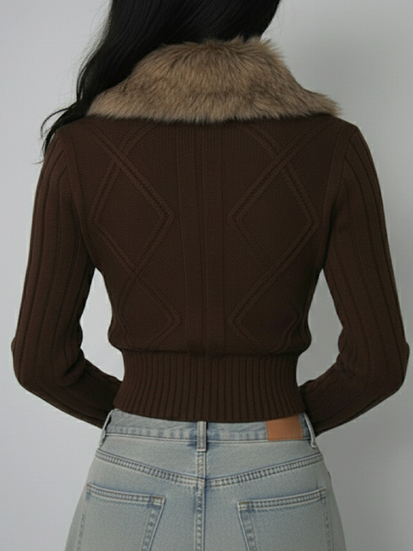 EMMIOL Pelz-Patchwork-Jacke