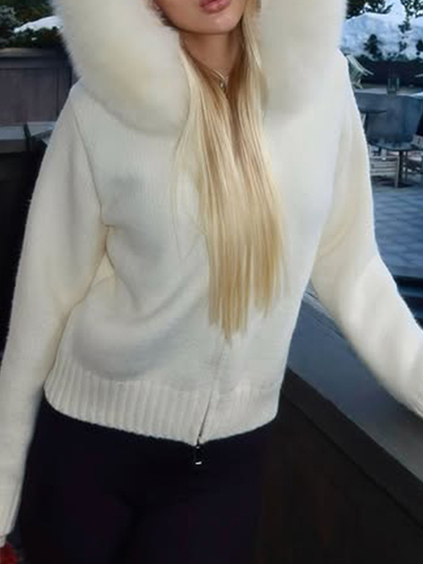 EMMIOL Große Kapuzenjacke mit Pelzbesatz