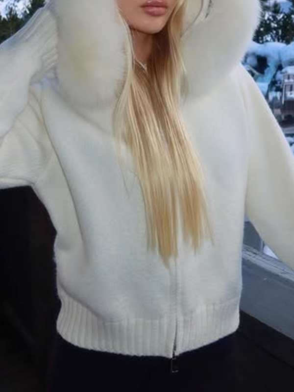 EMMIOL Große Kapuzenjacke mit Pelzbesatz