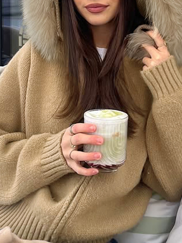 EMMIOL Große Kapuzenjacke mit Pelzbesatz