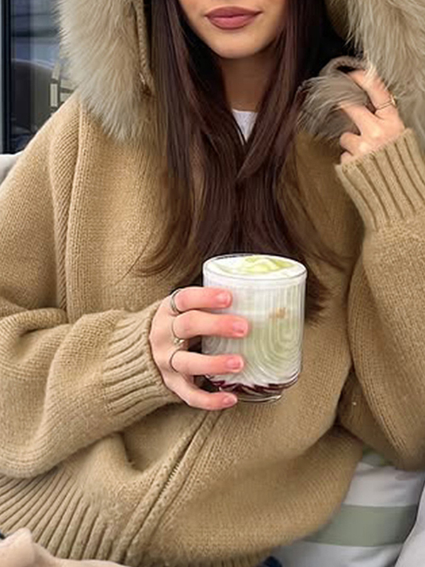 EMMIOL Große Kapuzenjacke mit Pelzbesatz