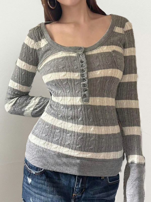 EMMIOL Langarmshirt mit Retro-Streifen in Kontrastfarben