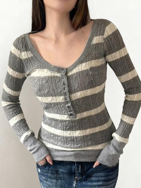 Langarmshirt mit Retro-Streifen in Kontrastfarben