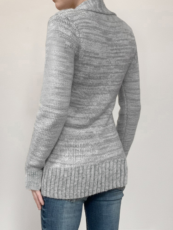 EMMIOL Retro-Langarmshirt mit gerolltem V-Ausschnitt