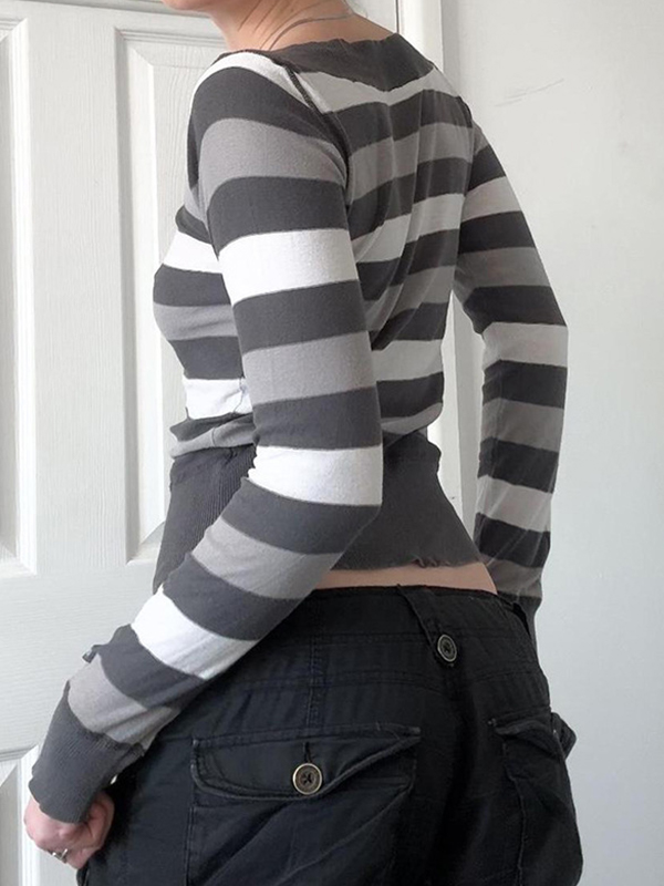 EMMIOL Langarmshirt mit Retro-Streifen in Kontrastfarben