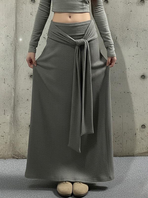 EMMIOL Grey Knitwear Maxi Skirt