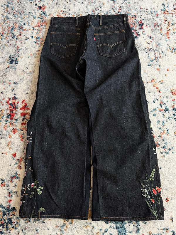 EMMIOL Modische Boyfriend-Jeans mit Stickerei