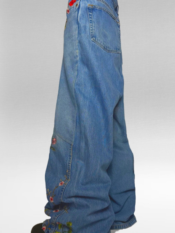 EMMIOL Modische Boyfriend-Jeans mit Stickerei