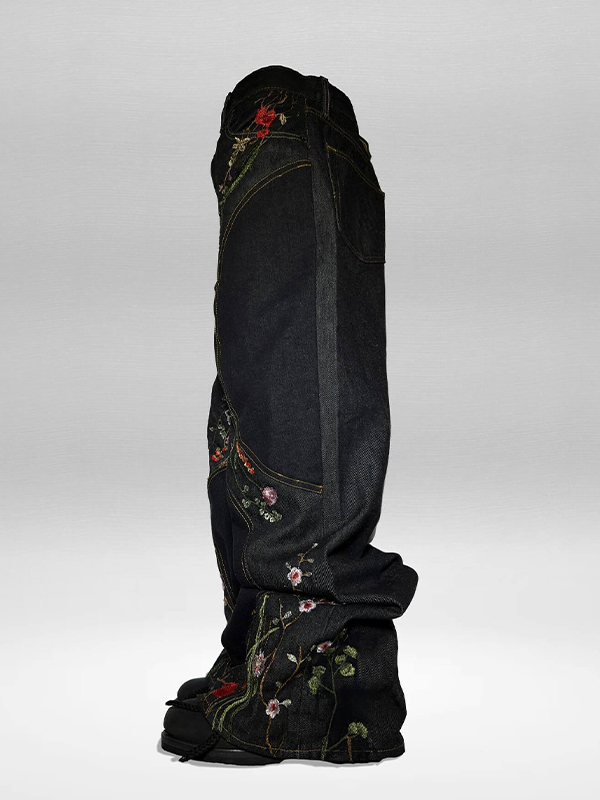 EMMIOL Modische Boyfriend-Jeans mit Stickerei