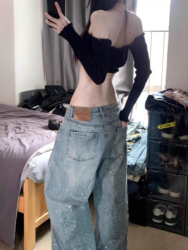 EMMIOL American Vintage Strass-Boyfriend-Jeans