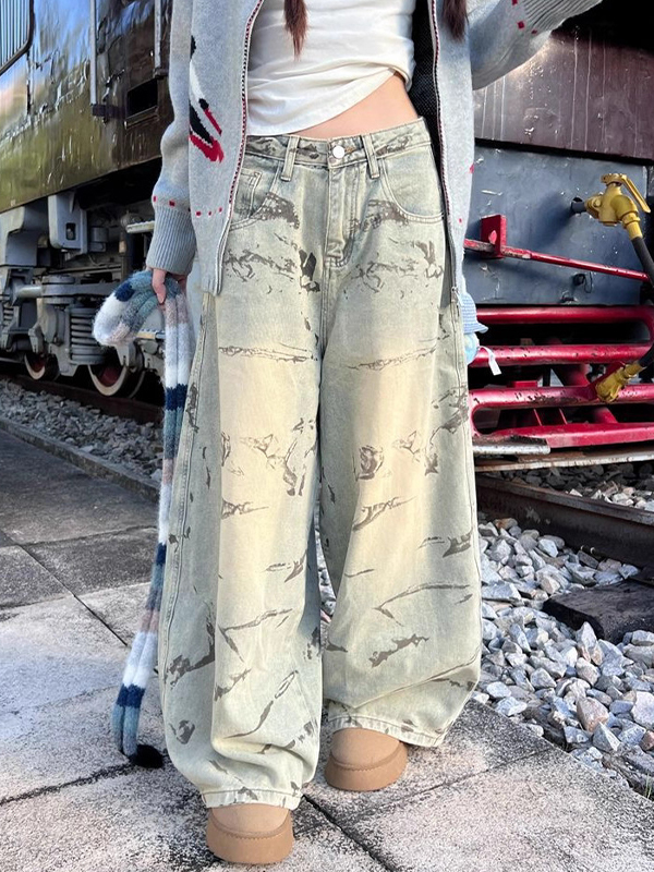 EMMIOL Wasteland-Style Grime Boyfriend Jeans