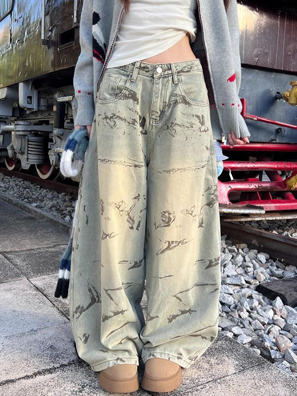 EMMIOL Wasteland-Style Grime Boyfriend Jeans
