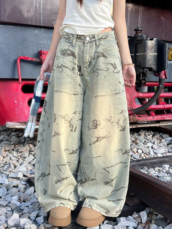 EMMIOL Wasteland-Style Grime Boyfriend Jeans