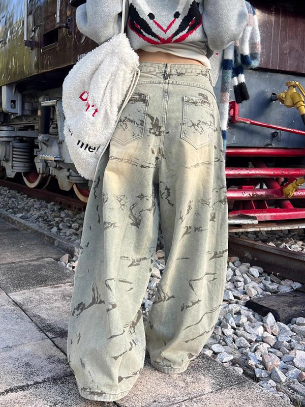 EMMIOL Wasteland-Style Grime Boyfriend Jeans