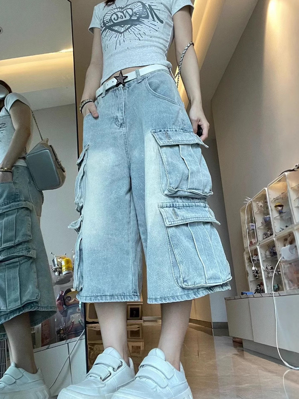 EMMIOL Amerikanische Vintage-Denim-Shorts