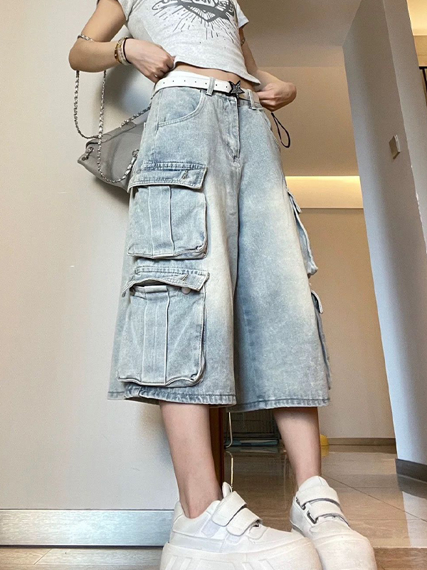 EMMIOL Amerikanische Vintage-Denim-Shorts