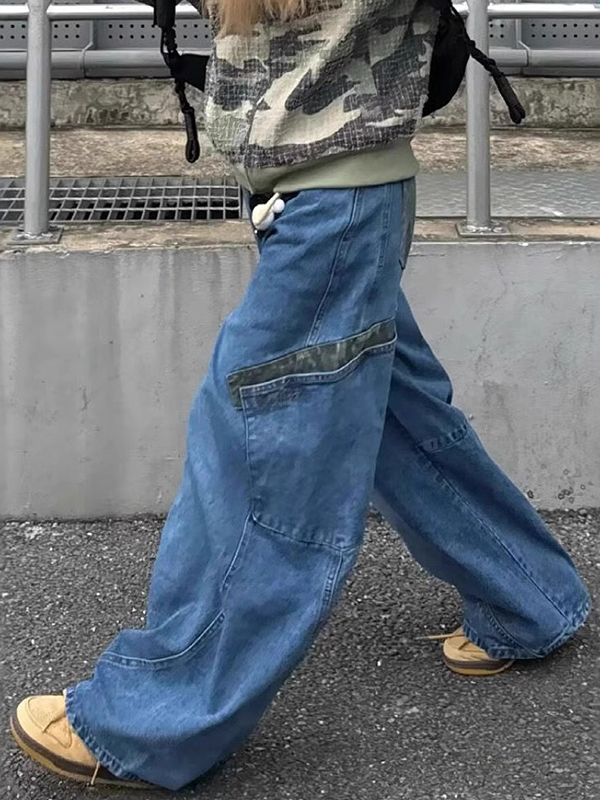 EMMIOL Trendige Marken-Cargojeans mit großen Taschen