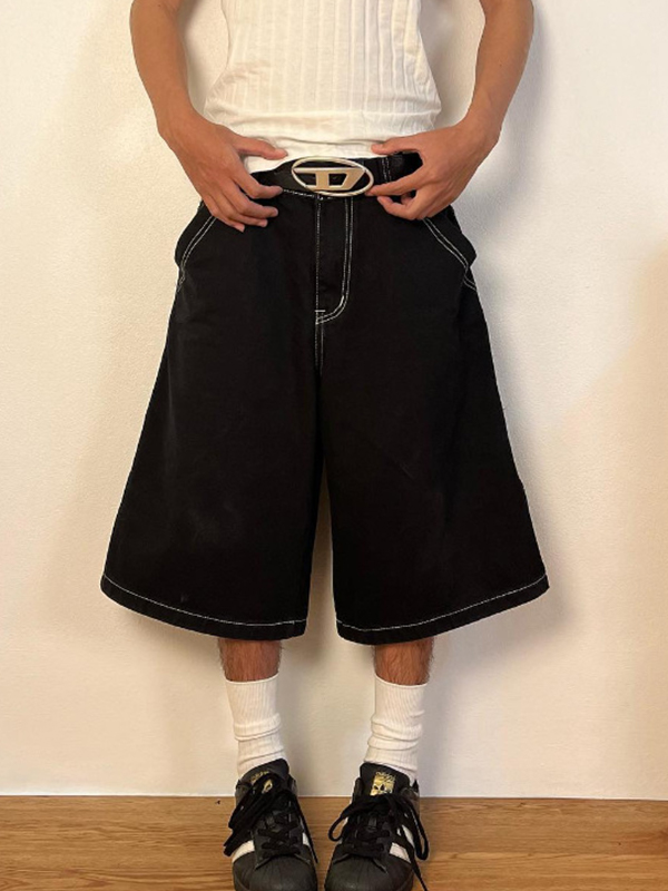 EMMIOL Vollständig bestickte Skateboard-Denim-Shorts