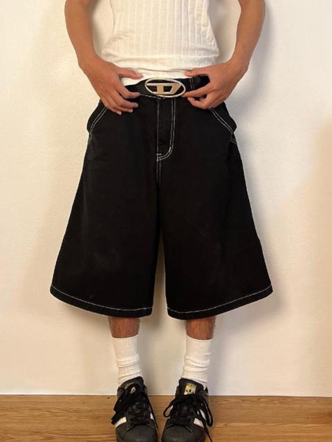 Pantaloncini in denim da skateboard completamente ricamati