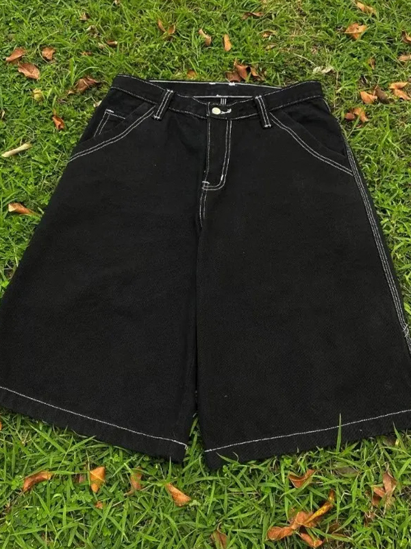 EMMIOL Vollständig bestickte Skateboard-Denim-Shorts