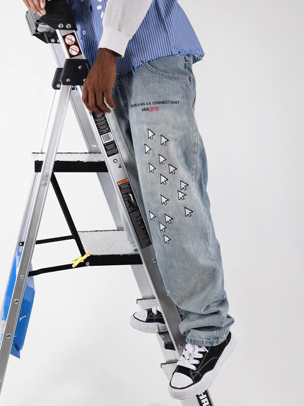 EMMIOL Boyfriend-Jeans mit bestickten Löchern