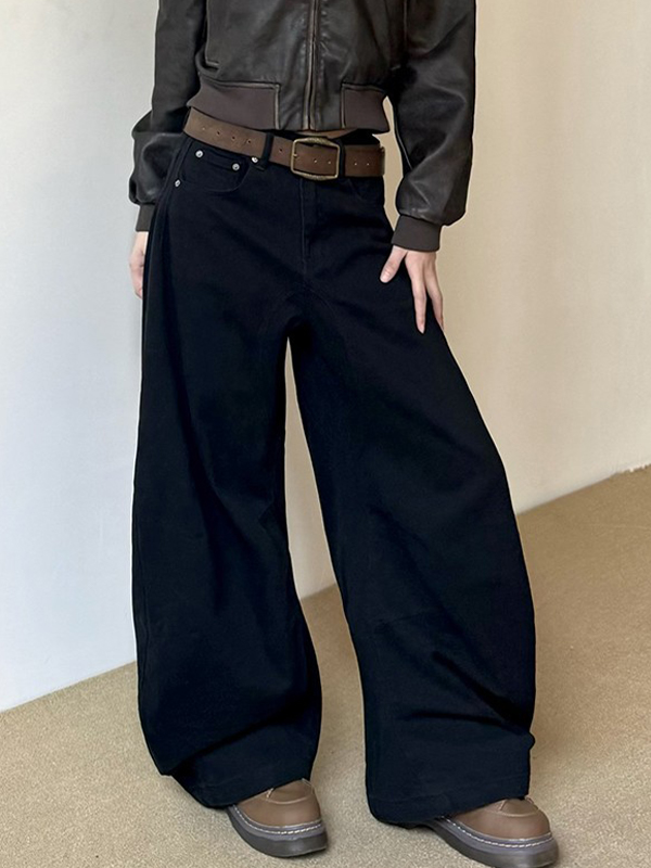 EMMIOL Boyfriend-Jeans mit weitem Bein