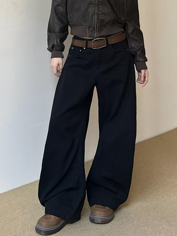 EMMIOL Boyfriend-Jeans mit weitem Bein