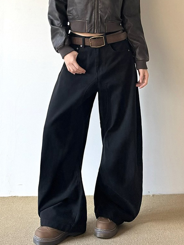 EMMIOL Boyfriend-Jeans mit weitem Bein