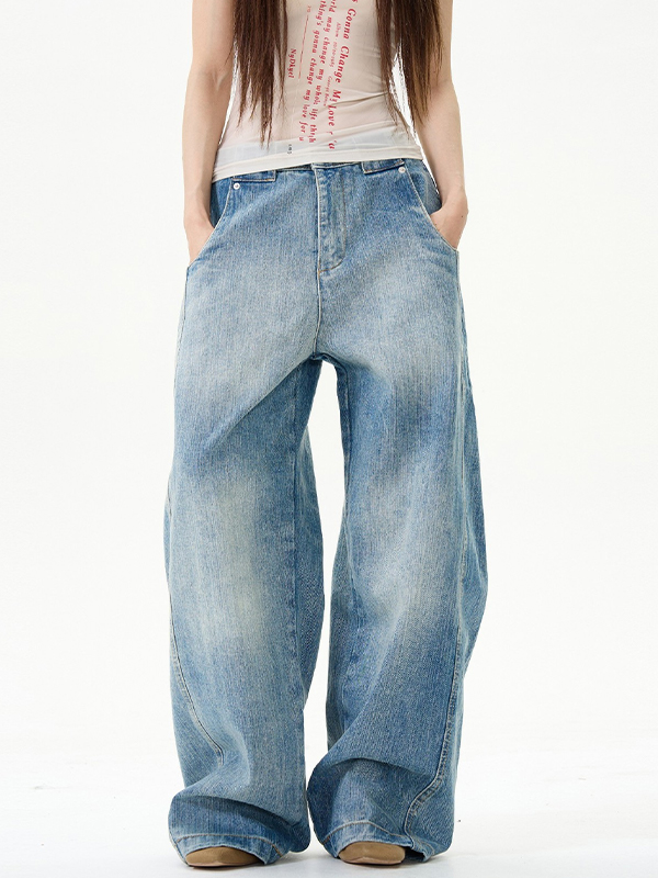 EMMIOL Boyfriend-Jeans im Retro-Stil mit Bambusmuster