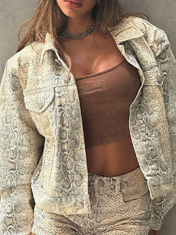 EMMIOL Snake Pattern Basics Jacket