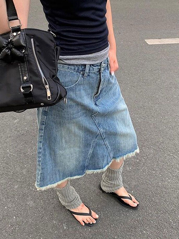 EMMIOL Falda larga con lavado vintage