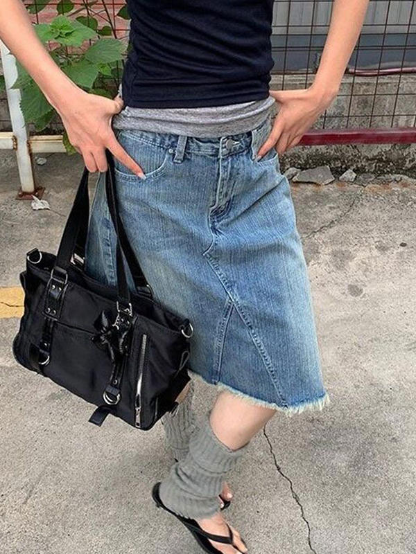 EMMIOL Falda larga con lavado vintage