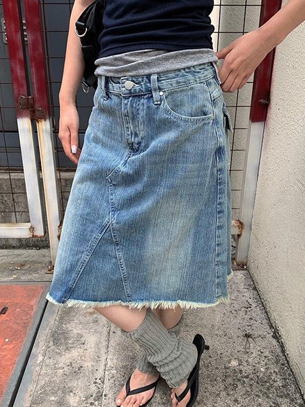 EMMIOL Falda larga con lavado vintage