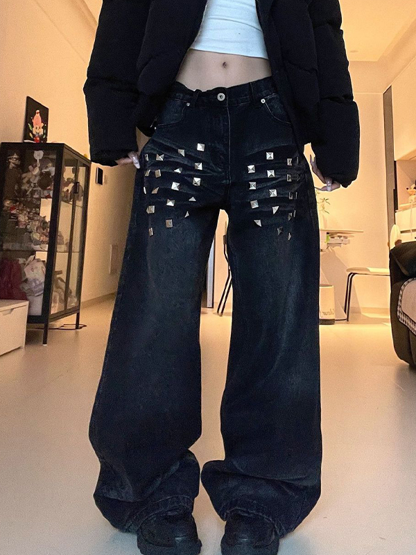 EMMIOL Vaqueros holgados Rivetpunk