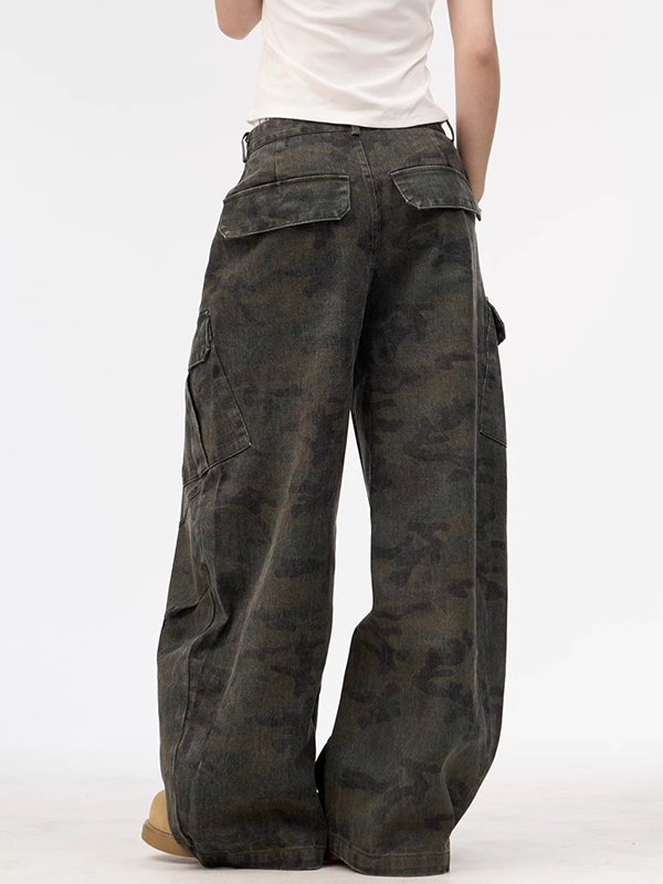 EMMIOL Vaqueros cargo retro con múltiples bolsillos