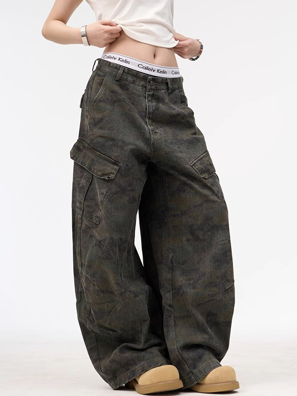 EMMIOL Vaqueros cargo retro con múltiples bolsillos