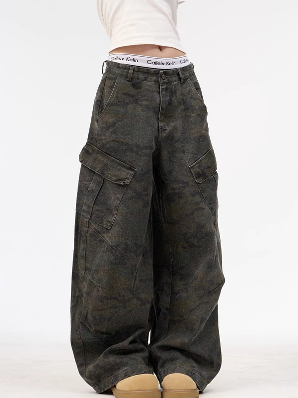 EMMIOL Vaqueros cargo retro con múltiples bolsillos