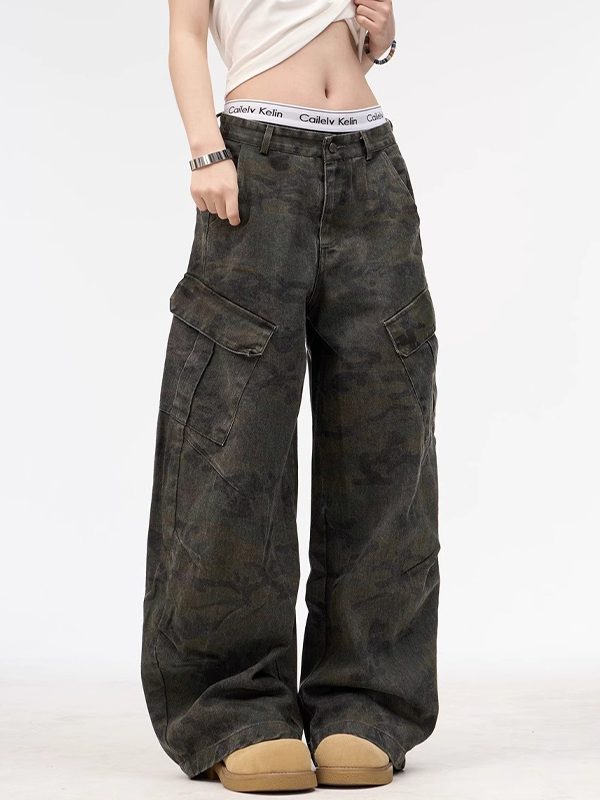 EMMIOL Vaqueros cargo retro con múltiples bolsillos