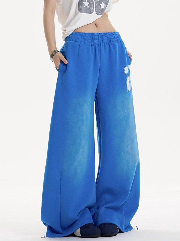 EMMIOL Pantalones deportivos holgados con estampado de letras desgastadas de inspiración vintage