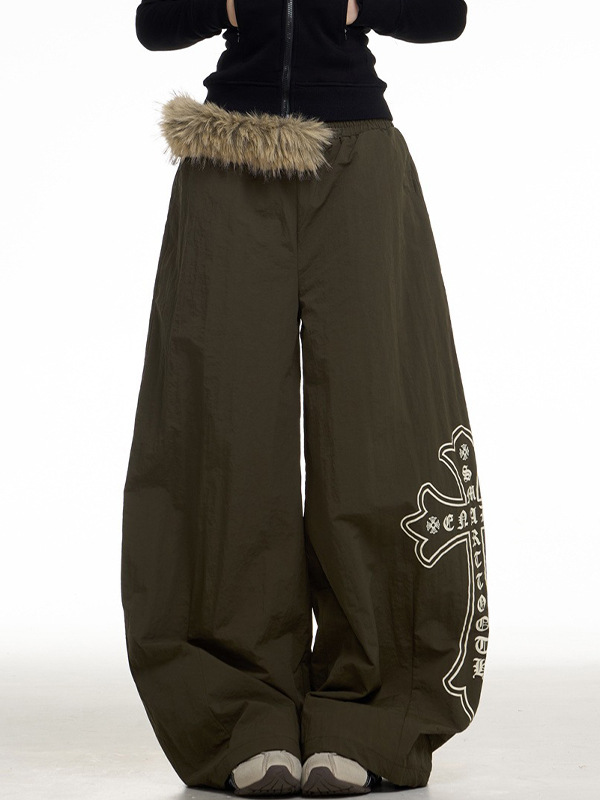 EMMIOL Pantalones deportivos vintage americanos con diamantes de imitación en forma de cruz