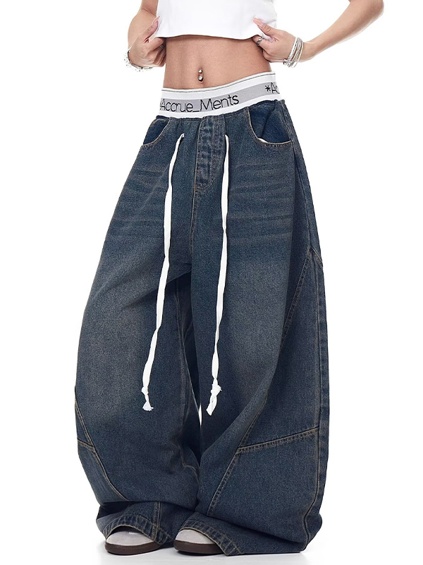 EMMIOL Vaqueros holgados con bloqueo de color retro