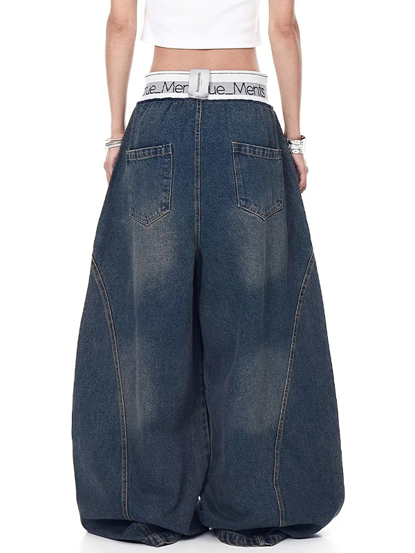 EMMIOL Vaqueros holgados con bloqueo de color retro